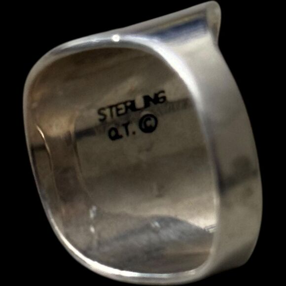 Vintage Carolyn Pollack Q.T. Quoc Turquoise Size 8.25 Sterling Ring - Picture 4 of 4